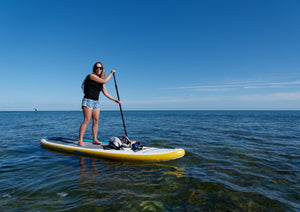 Inflatable SUP Board on ocean water