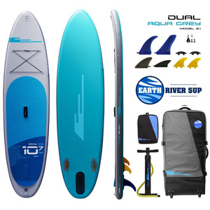 Earth River SUP DUAL 10-7 S3 (MODEL 2.1) AQUA GREY Inflatable Paddle Board - Display Model RESERVED