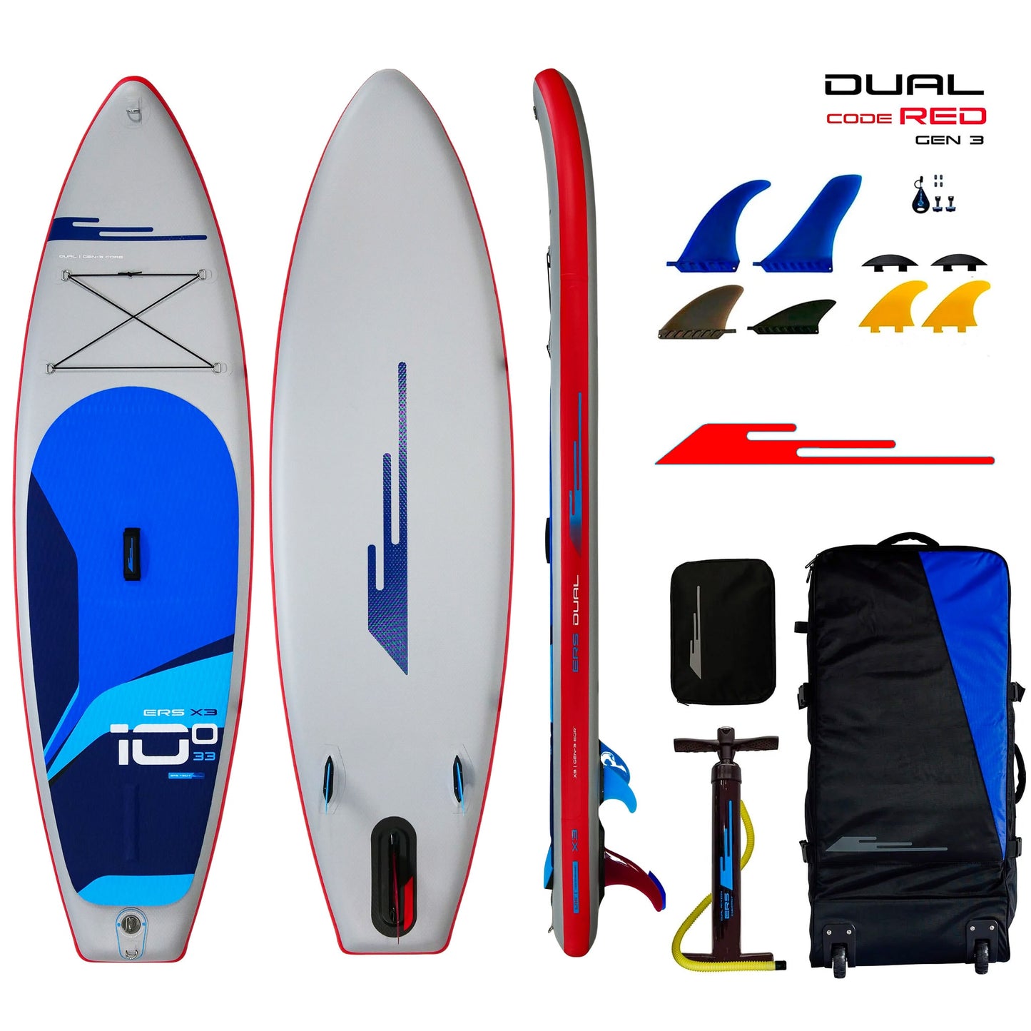 Earth River SUP DUAL 10-0 X3 (GEN 3) CODE RED Inflatable Paddle Board (10'0"x33"x6")