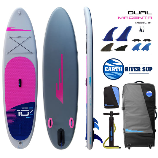 Earth River SUP DUAL 10-7 S3 (MODEL 2.1) MAGENTA Inflatable Paddle Board (10'7"x32"x5")