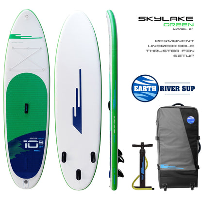 Earth River SUP SKYLAKE 10-9 S3 GREEN Inflatable Paddle Board (10'9"x34"x5" Permanent Fin Version)