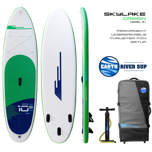 Earth River SUP SKYLAKE 10-9 S3 GREEN Inflatable Paddle Board (10'9"x34"x5" Permanent Fin Version)