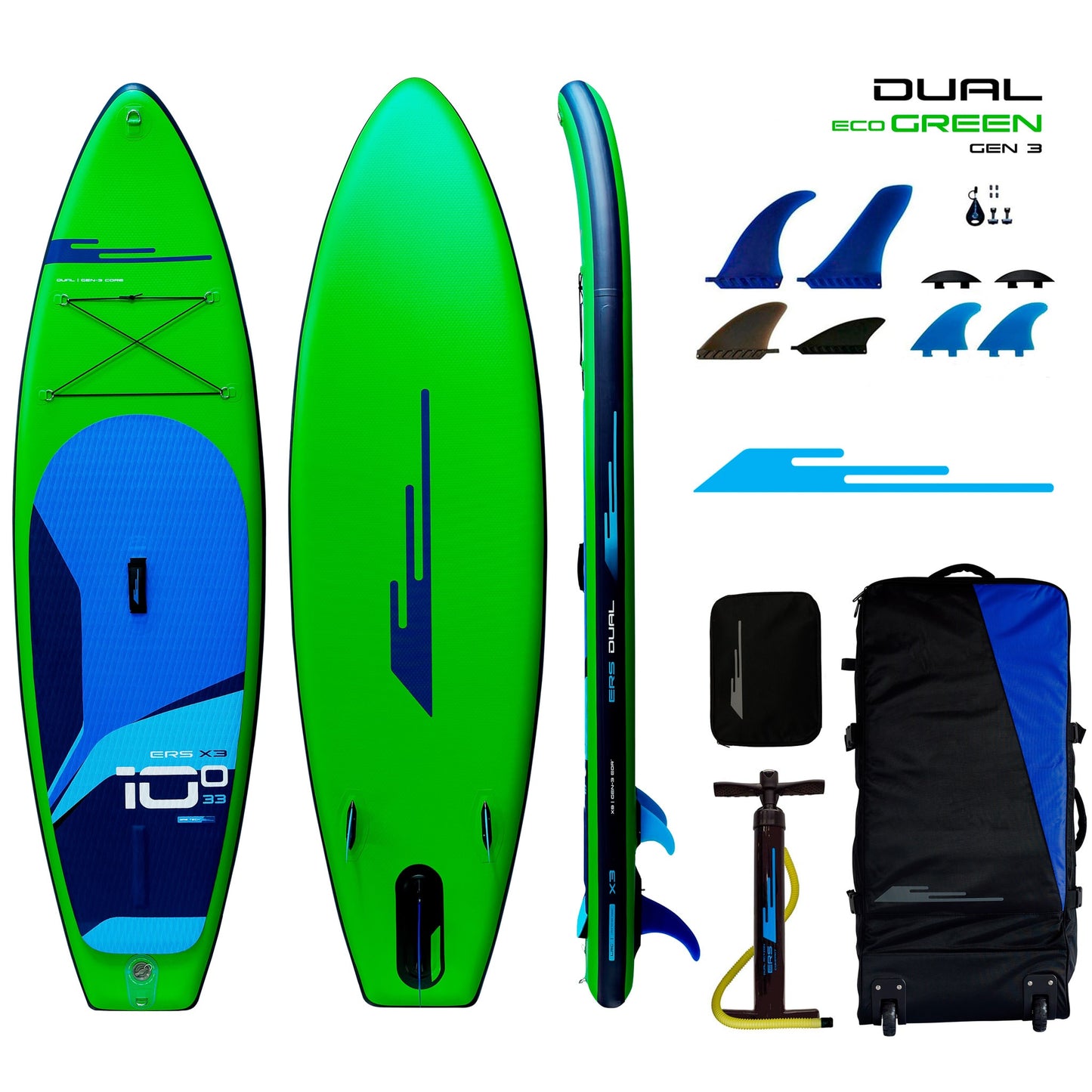 Earth River SUP DUAL 10-0 X3 (GEN 3) GREEN Inflatable Paddle Board (10'0"x33"x6")