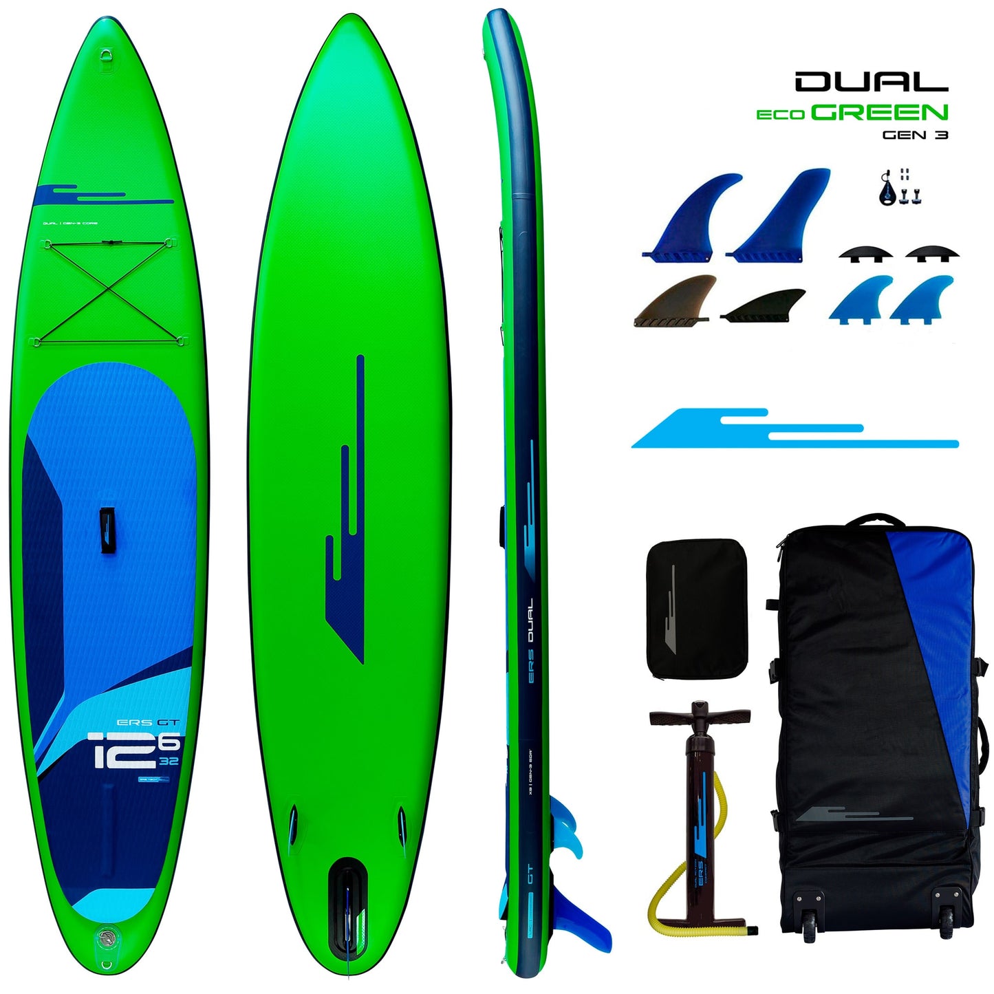 Earth River SUP DUAL 12-6 GT (GEN 3) GREEN Inflatable Paddle Board (12'6"x32"x6")