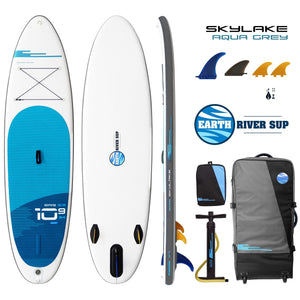 OPEN BOX Earth River SUP SKYLAKE 10-9 S3 (MODEL 2) AQUA GREY Inflatable Paddle Board - Reserved