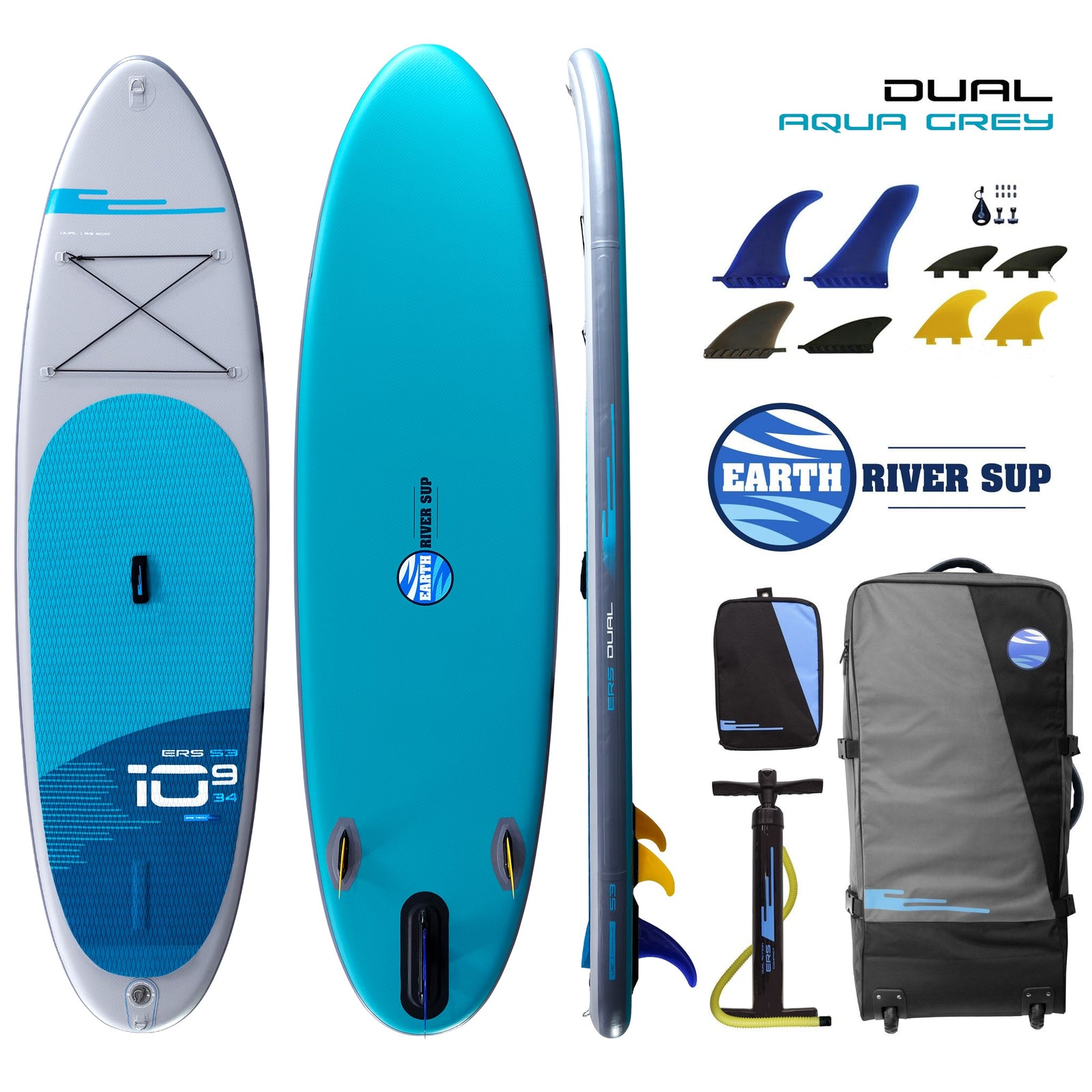 Earth River SUP DUAL 10-9 S3 (MODEL 2) AQUA GREY Inflatable Paddle Board