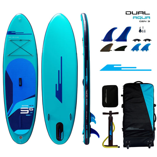 Earth River SUP DUAL 9-6 S3 (GEN 3) AQUA Inflatable Paddle Board (9'6"x31"x5")