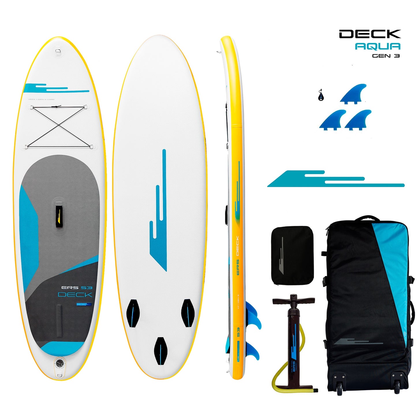 Earth River SUP DECK 9-6 S3 (GEN 3) AQUA Inflatable Paddle Board (9'6"x31"x5")