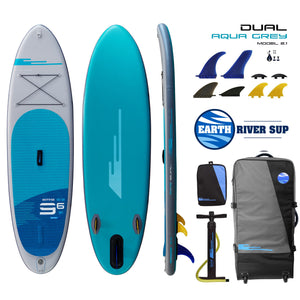 Earth River SUP DUAL 9-6 S3 (MODEL 2.1) AQUA GREY Inflatable Paddle Board