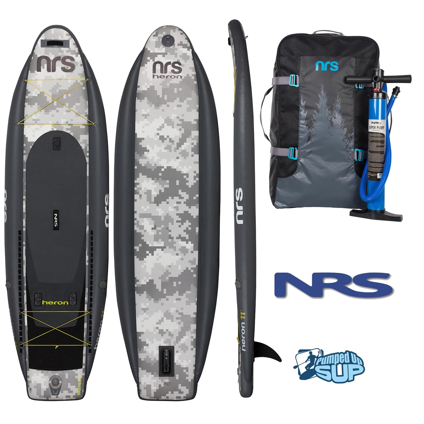 NRS HERON FISHING 11'0"x39" Inflatable Stand Up Paddle Board SUP - Camo Edition