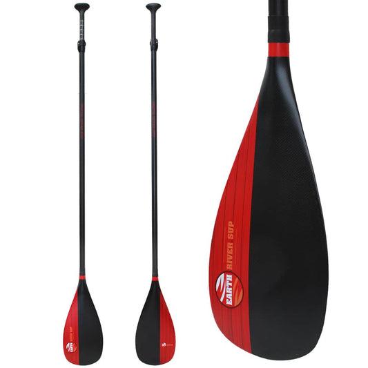 Earth River SUP Carbon Black V2 - FULL Carbon Paddle - Redwood