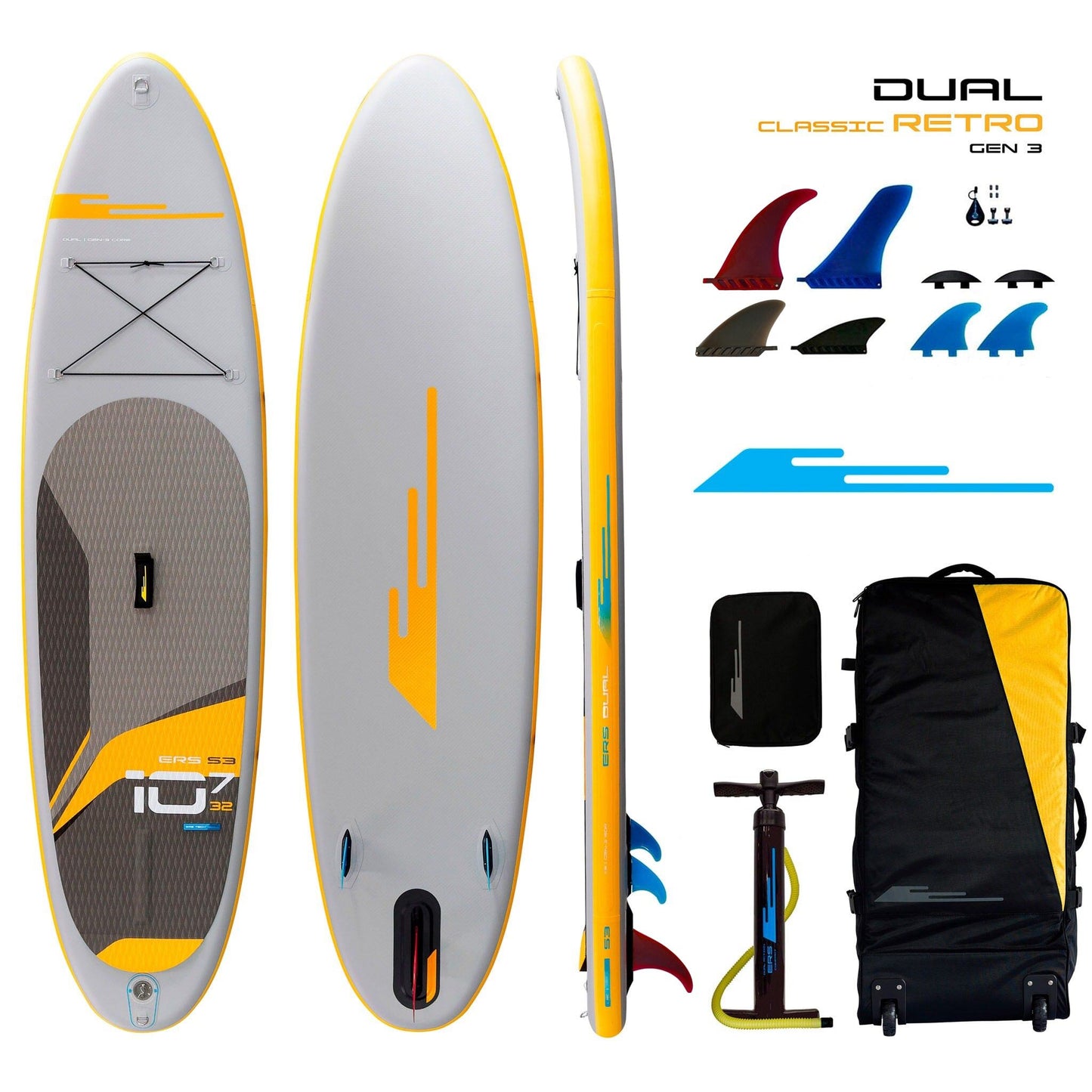 Earth River SUP DUAL 10-7 S3 (GEN 3) RETRO Inflatable Paddle Board (10'7"x32"x5")