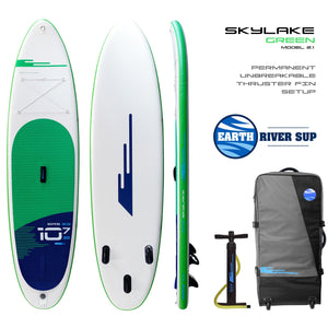 Earth River SUP SKYLAKE 10-7 S3 GREEN Inflatable Paddle Board (10'7"x32"x5" Permanent Fin Version)