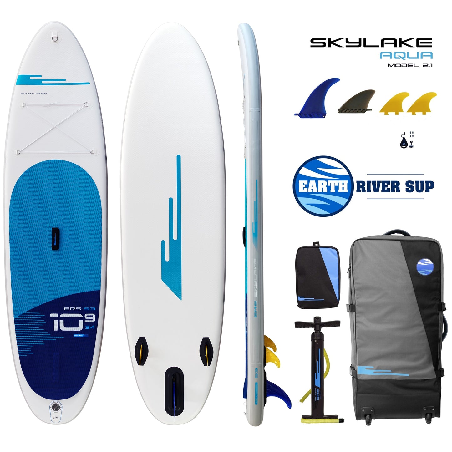 Earth River SUP SKYLAKE 10-9 S3 AQUA Inflatable Paddle Board (10'9"x34"x5")